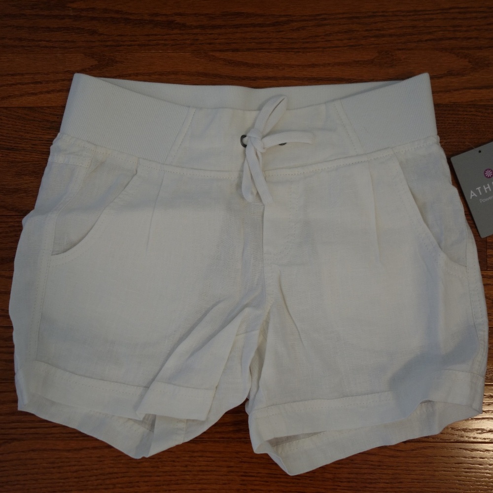 Athleta Linen Creston White Shorts